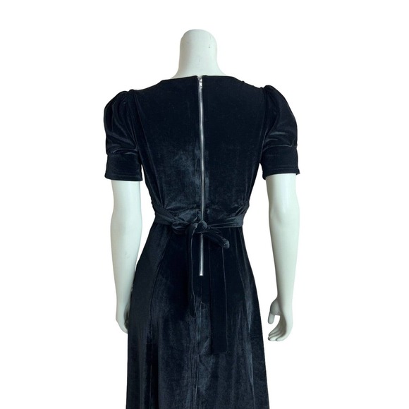 Nicoletta Carlone Black Velvet Dress XS Pierced Heart Sequin Dagger Goth 30s 40s - Picture 7 of 12